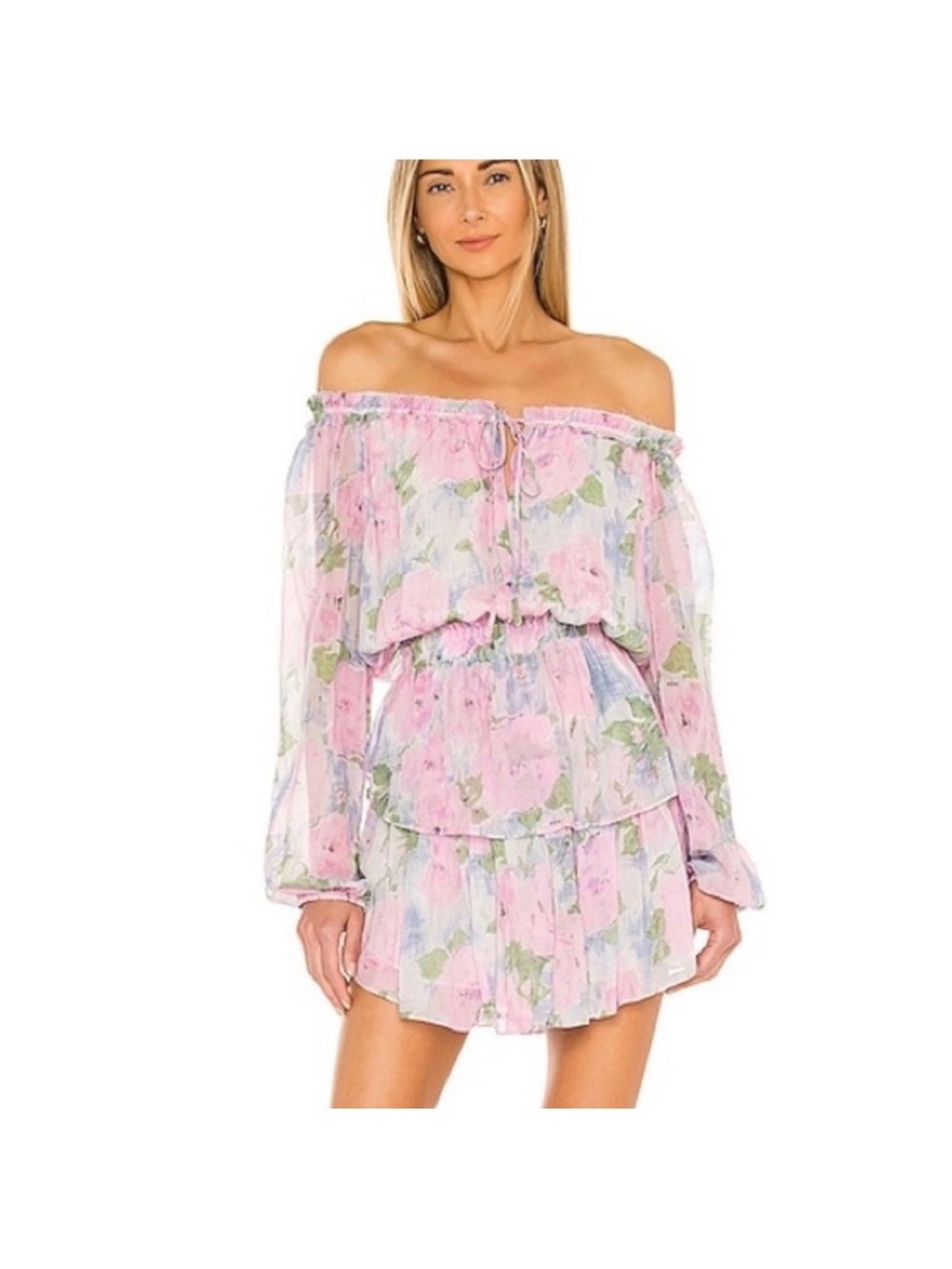 LoveShackFancy Popover Dress in Blueberry Frosting